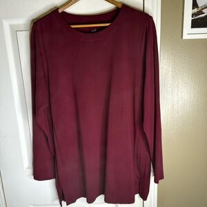 J. Jill Luxe Supima Forward-seam Tunic Top Burgundy Size Large